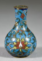 A Chinese Cloisonne Enamel Miniature Bottle-Shaped Vase in the Ming Manner, decorated in coloured
