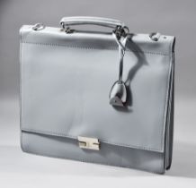 A Grey Calf Leather Flap Over Document Case, by Simpson of London, unused but shop slightly shop