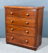 A Victorian Mahogany Chest of Drawers, with square edge to top, fitted two short and three long