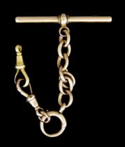A 15ct Gold T-Bar with suspended chain and links, 40mm x 80mm, total gross weight 13.2g Note: Clasps