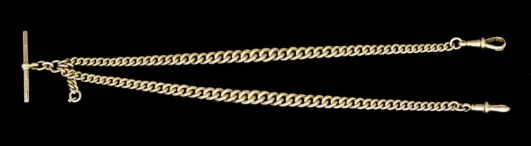 A 9ct Rose Gold Double Albert Chain with T-Bar, 370mm overall, gross weight 31.5g