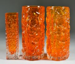 Geoffrey Baxter for Whitefriars Glass - a "Nailhead" vase in tangerine, pattern No.9683, 6.75ins