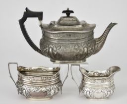 A Late Victorian Silver Rectangular Three-Piece Tea Service by Atkin Brothers, Sheffield 1899, the