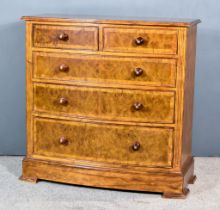A Modern Burr and Cross Banded Walnut and Oak Chest of Drawers, by Frank Hudson, with moulded edge