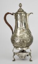 A George III Silver Baluster Hot Water Pot with Associated Stand, the hot water pot by Peter & Ann