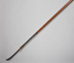 A Japanese Nagainata, signed Kiyoshiga, fullered blade, 15ins, iron tsuba, hardwood shaft