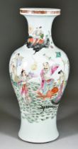 A Chinese Famille Rose Porcelain Vase, 19th/20th Century, enamelled in colours with figures riding