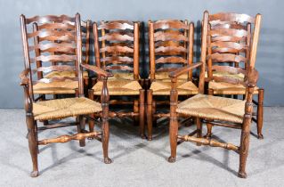A Set of Ten Late 18th/Early 19th Century Ash Wavy Ladderback Chairs (North West), including two