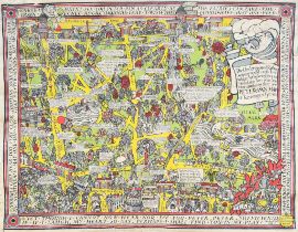 MacDonald Gill (1884-1947) - Colour lithograph poster/linen - "Peter Pan Map of Kensington