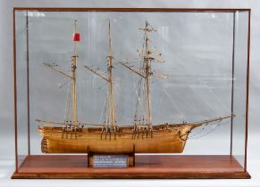 An English Scratch Built Wooden Model of the "William Ashburner", with three fully rigged masts,