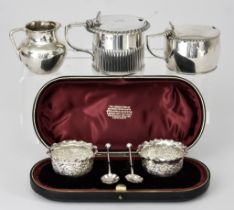 A William IV Silver Circular Mustard Pot and Mixed Silverware, the mustard pot by Robert Hennell