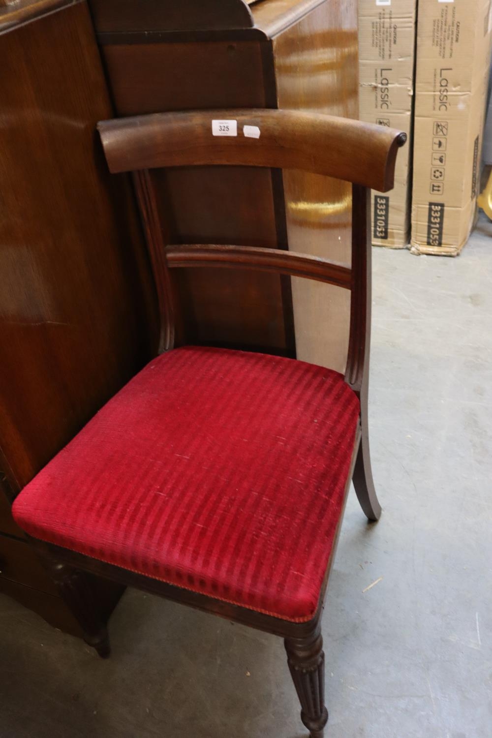 MAHOGANY SINGLE CHAIR, HAVING RED UPHOLSTERED SEAT