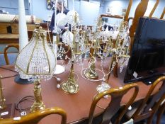 THREE THREE-BRANCH ELECTRIC CANDELABRUM WITH CRYSTAL DROPPERS [3]