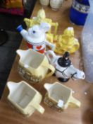 SMALL GROUP OF NOVELTY TEA POTS, THE WHITE RABBIT, HUMPTY DUMPTY, PLUS GRADUATED SET OF CECIL