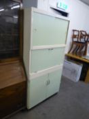 CREAM AND PALE GREEN PAINTED WOOD KITCHENETTE
