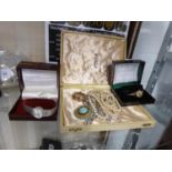 TWO ROTARY LADIES WRIST WATCHES (BOTH BOXED), AND A SMALL QUANTITY OF COSTUME JEWELLERY TO INCLUDE