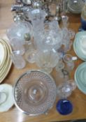 SMALL GROUP OF LEAD CRYSTAL AND PRESSED GLASS INCLUDING; DESSERT BOWLS, TRUMPET VASES, SALTS AND