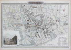 CHARLES ST CLARE 1818 ENGLISH CIVIL WAR INTEREST ENGRAVED MAP and PLAN of the Town of PRESTON with