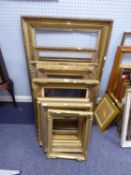 ELEVEN NINETEENTH CENTURY AND LATER GILTWOOD AND/OR GESSO PICTURE FRAMES, 42” X 32” and smaller, ALL