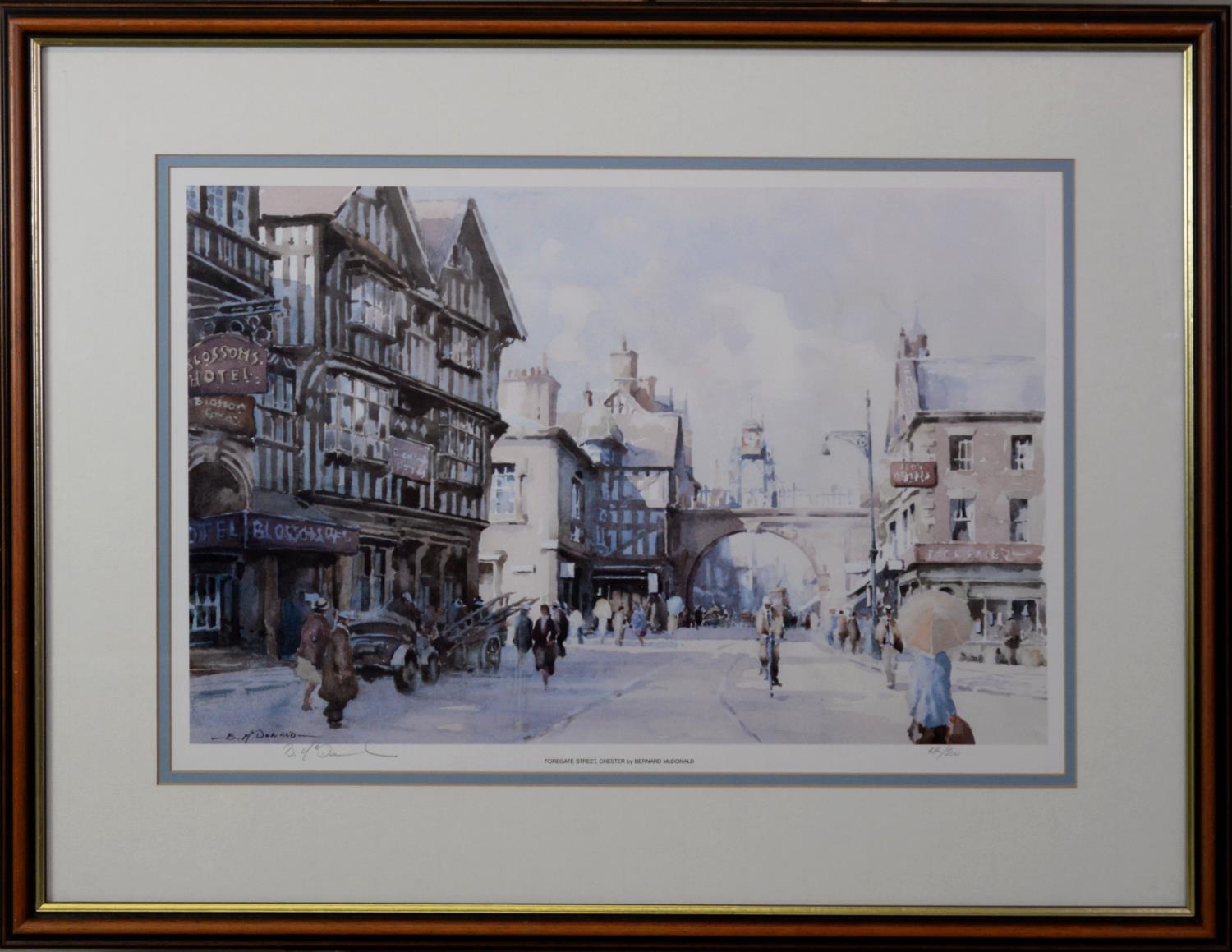 BERNARD MCMULLEN PAIR OF ARTIST SIGNED LIMITED EDITION COLOUR PRINTS ‘Foregate Street, Chester’ ( - Image 3 of 4
