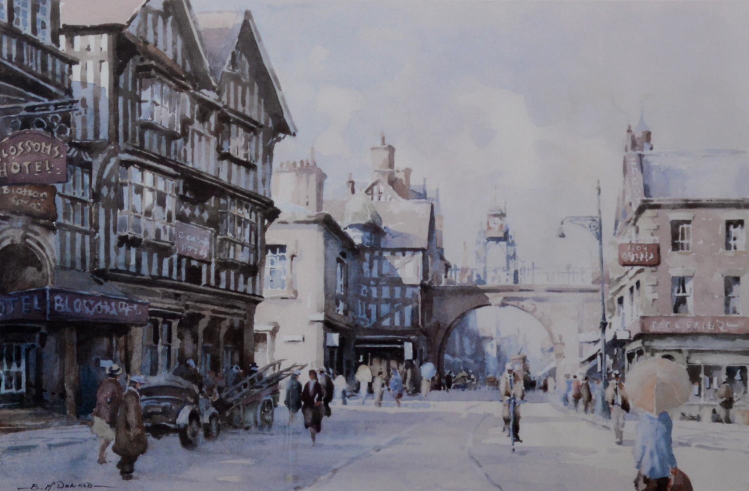 BERNARD MCMULLEN PAIR OF ARTIST SIGNED LIMITED EDITION COLOUR PRINTS ‘Foregate Street, Chester’ (