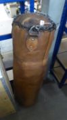 VINTAGE LEATHER PUNCH BAG, WITH HANGING CHAIN, 37" (96cm) HIGH