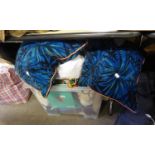 BOX OF ASSORTED ITEMS INCLUDING; CHOPPING BOARDS, WAX ELECTRIC CANDLES, KITCHENALIA, THROWS, HANGERS