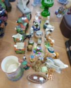 COLLECTION OF CERAMIC ORNAMENTS, INCLUDING; A STERLING CASTLE MUSICAL TANKARD, WORCESTER MILK JUG,