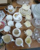 A MID TWENTIETH CENTURY PART TEA SERVICES, DRESSING TABLE SET AND OTHER ITEMS