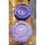 12 LARGE CLEAR GLASS AND METALLIC PURPLE FLASH SPLASH SHAPED DINNERS PLATES, 13 3/4" (35cm) DIAMETER