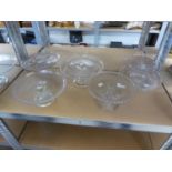 SIX SMALL VINTAGE GLASS CAKE STANDS, 10" (26cm) DIAMETER AND SMALLER (6)