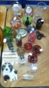 COLLECTION OF GLASS INCLUDING; LARGE GLASS PAPERWEIGHTS, CAITHNESS PERFUME ATOMIZER, PLUS