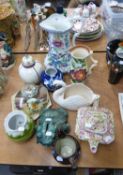 ASSORTED CERAMICS TO INCLUDE; LOSOL WARE 'SHANGHAI' JUG, WADE HEATH EWER, OLD FOLEY CHINTZ TEAPOT