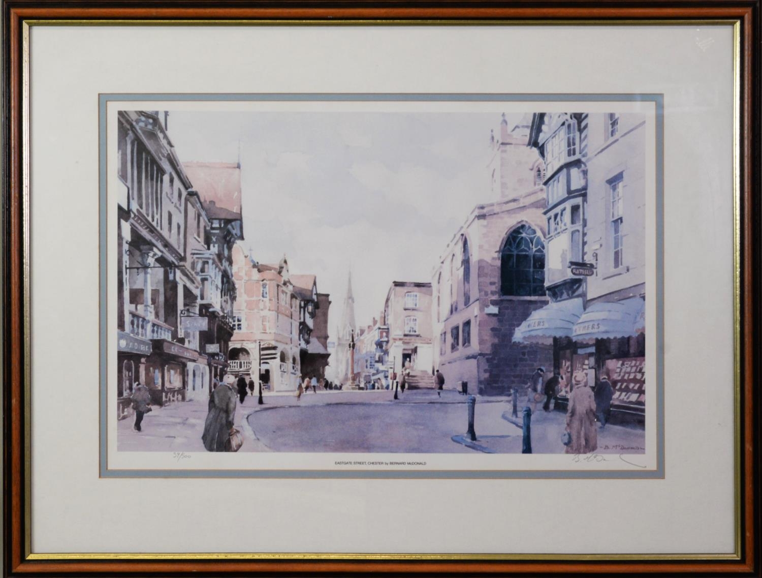 BERNARD MCMULLEN PAIR OF ARTIST SIGNED LIMITED EDITION COLOUR PRINTS ‘Foregate Street, Chester’ ( - Image 4 of 4