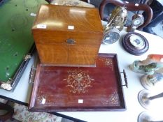 EARLY TWENTIETH CENTURY LIGHT OAK DECANTER BOX, HAVING HINGE LID AND HINGED TWO PART FRONT OPENING