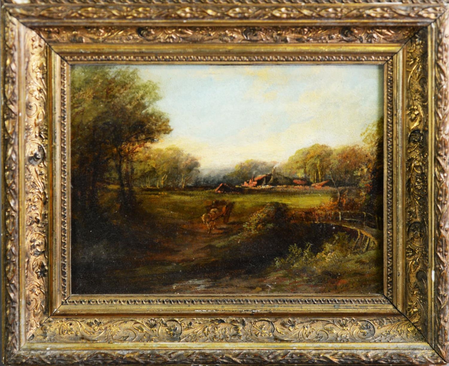 UNATTRIBUTED (NINETEENTH CENTURY) OIL ON CARD ‘On the Welsh Border, Shropshire’ Indistinctly signed, - Image 2 of 2