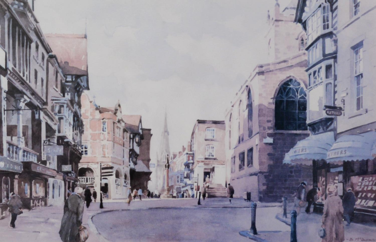 BERNARD MCMULLEN PAIR OF ARTIST SIGNED LIMITED EDITION COLOUR PRINTS ‘Foregate Street, Chester’ ( - Image 2 of 4