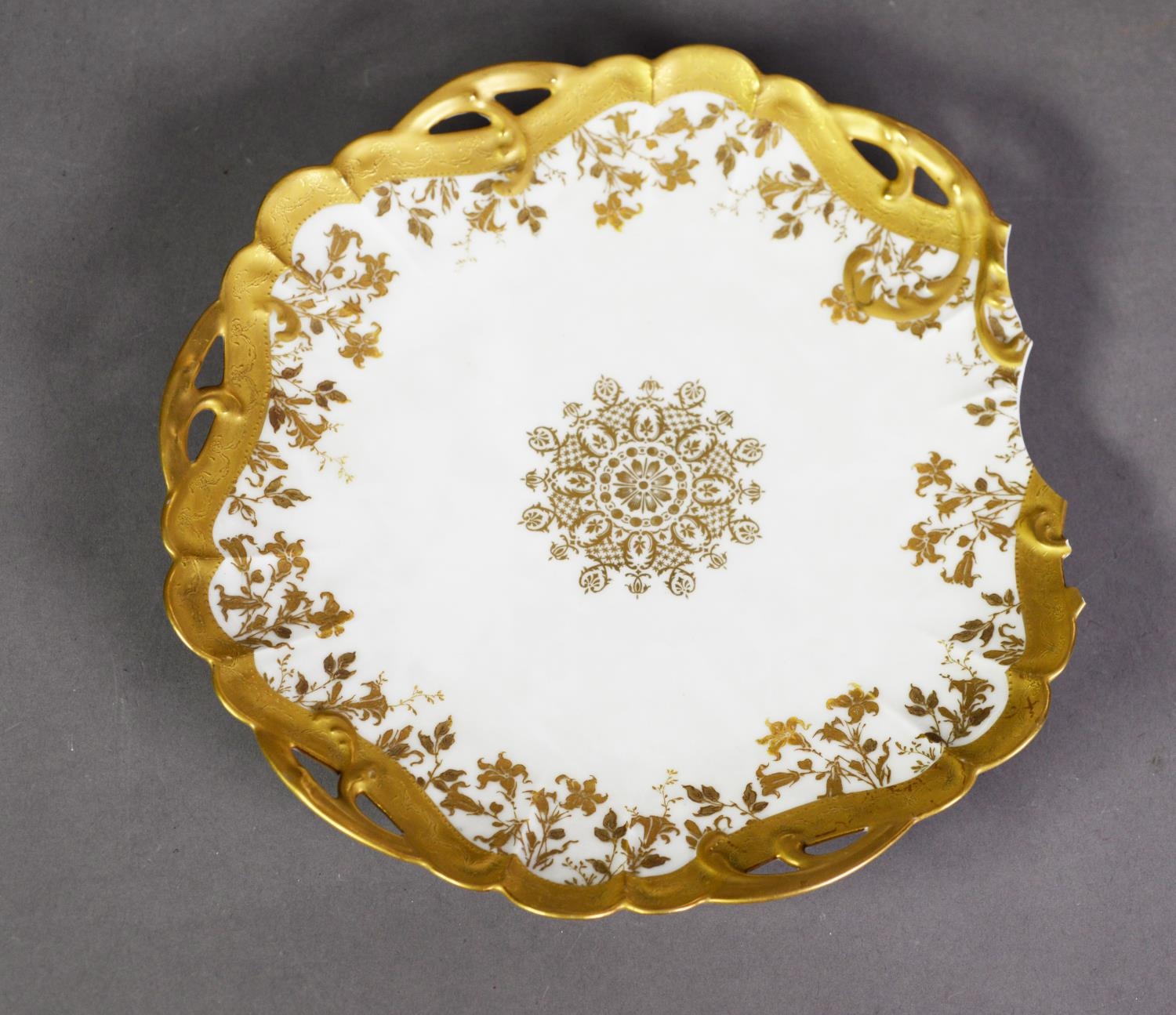 DE HAVILAND LIMOGES PART DESSERT SERVICE, with gilt decoration, plus an associated cake tray [10] - Image 2 of 2