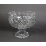 ROYAL DOULTON CUT GLASS LARGE PEDESTAL PUNCH BOWL TROPHY, ‘Business Person of the Year’, 12” (30.