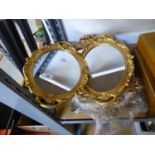 TWO PAIRS OF GILT FRAMED MIRRORED TRAYS AND A SINGLE EXAMPLE (5)