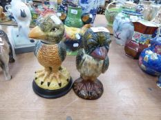 TWO CERAMIC WALLY BIRDS, ONE ON SOCLE BASE, 9 5/8" (23.5cm) HIGH AND SMALLER (2)