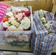 MEDIUM SIZED BOX AND MEDIUM BAG OF ARTIFICIAL FLOWER ARRANGEMENT (QUANTITY)