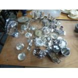 GROUP OF SILVER PLATED WARES, INCLUDING; TOAST RACK, FOLDING CAKE STAND, GOBLETS ETC.. (QUANTITY)