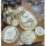 A BURLEIGH WARE CREAM AND GILT PART DINNER SERVICE, PLUS SIMILAR DEMI TASSE COFFEE CUPS, SAUCERS AND
