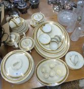 A BURLEIGH WARE CREAM AND GILT PART DINNER SERVICE, PLUS SIMILAR DEMI TASSE COFFEE CUPS, SAUCERS AND