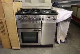 RANGE MASTER PROFESSIONAL GAS AND ELECTRIC COOKER, IN STAINLESS STEEL CASE, WITH FIVE RING HOB,