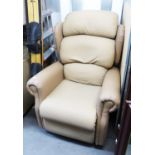 A FAWN HIDE ELECTRONICALLY ADJUSTABLE LOUNGE CHAIR