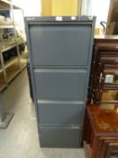 BISLEY GREY METAL FOUR DRAWER FILING CABINET