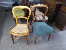 VICTORIAN MAHOGANY BALLOON BACK SINGLE CHAIR AND ANOTHER, WITH CANE SEAT (2)