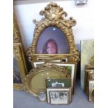 PAIR OF PRINTED OVAL PORTRAITS, IN GILT EFFECT FRAMES PLUS ASSORTED BOOK PRINTS AND MORE (QUANTITY)